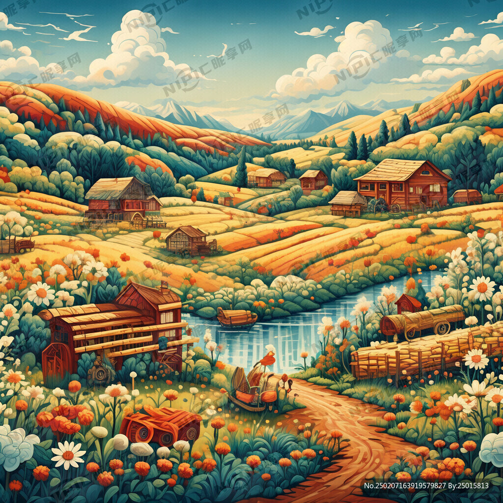 乡村田园插画