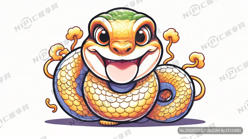 蛇年设计 立体卡通蛇 开心小蛇