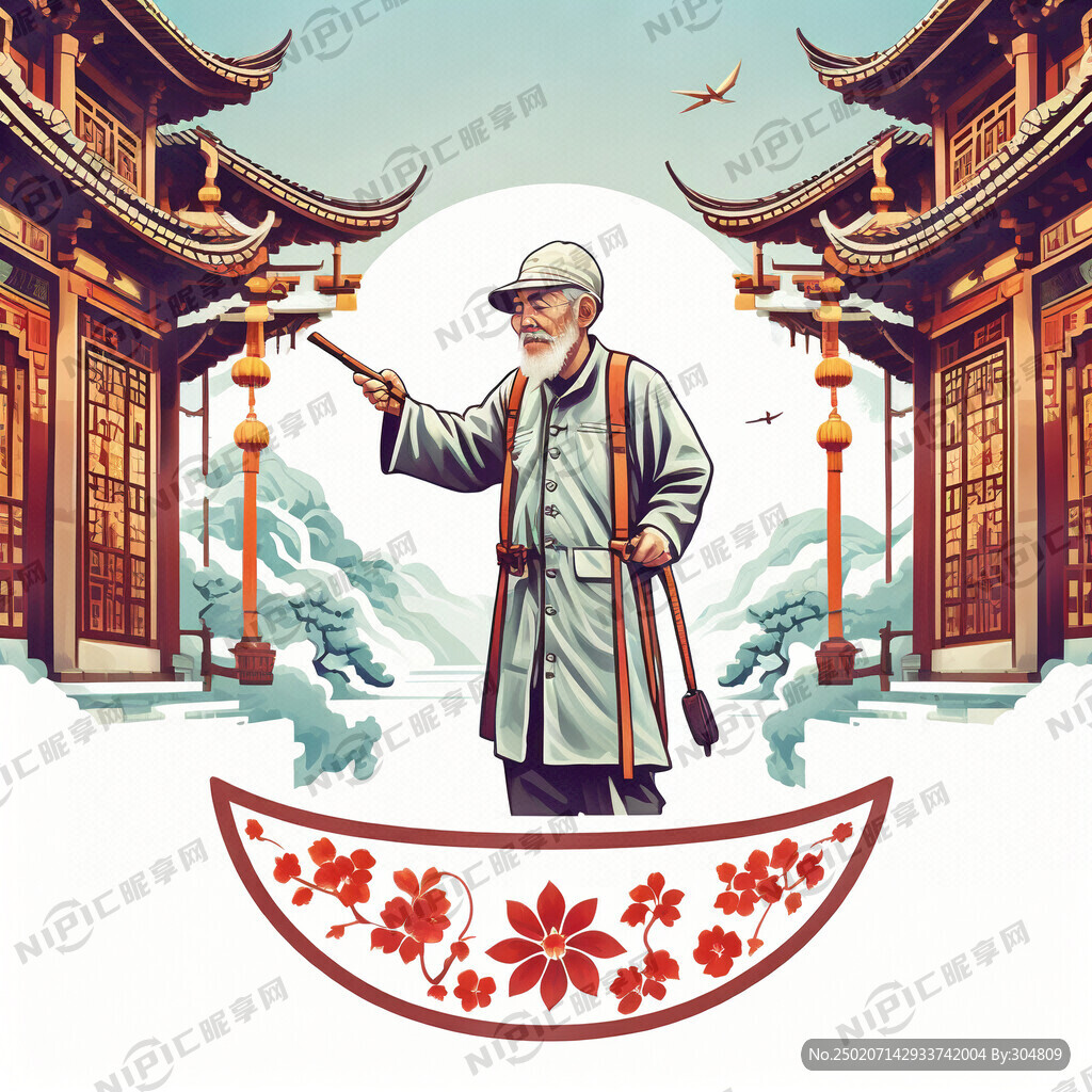 老人 旅游 标志