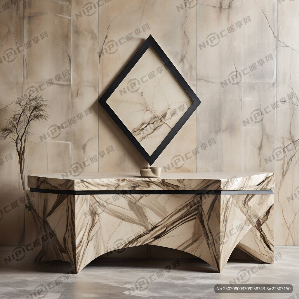 米色大理石接待台长6220毫米