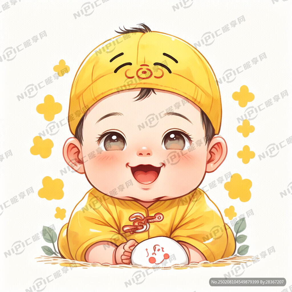 可爱婴儿头像黄头像 微笑
