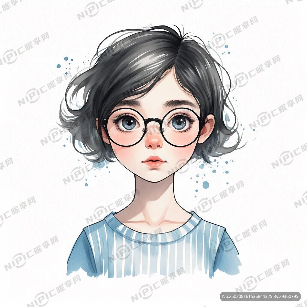 帮我画一副卡通头像 短发偏分