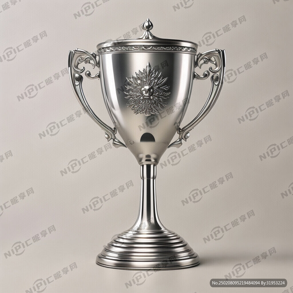 一个银质奖杯 奖杯结构简洁