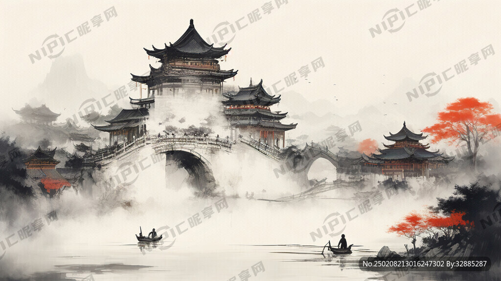 侗族风雨桥卡通
