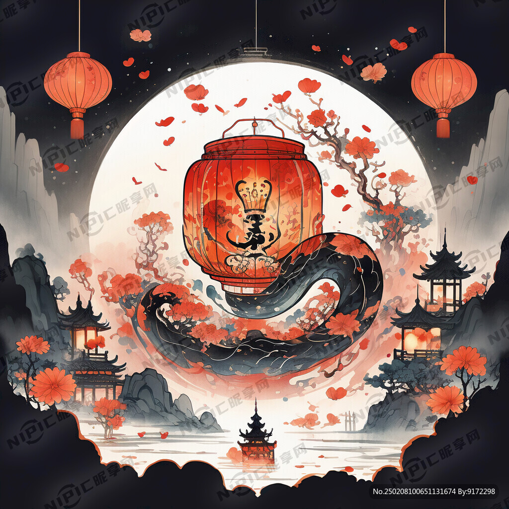 元宵节海报 需要有灯笼