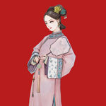 手绘清朝美女 