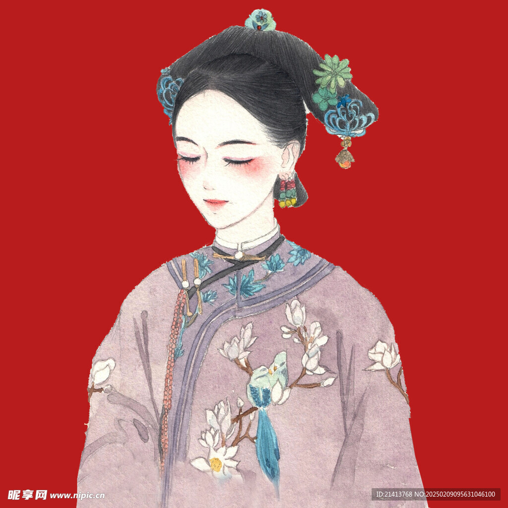 手绘清朝美女