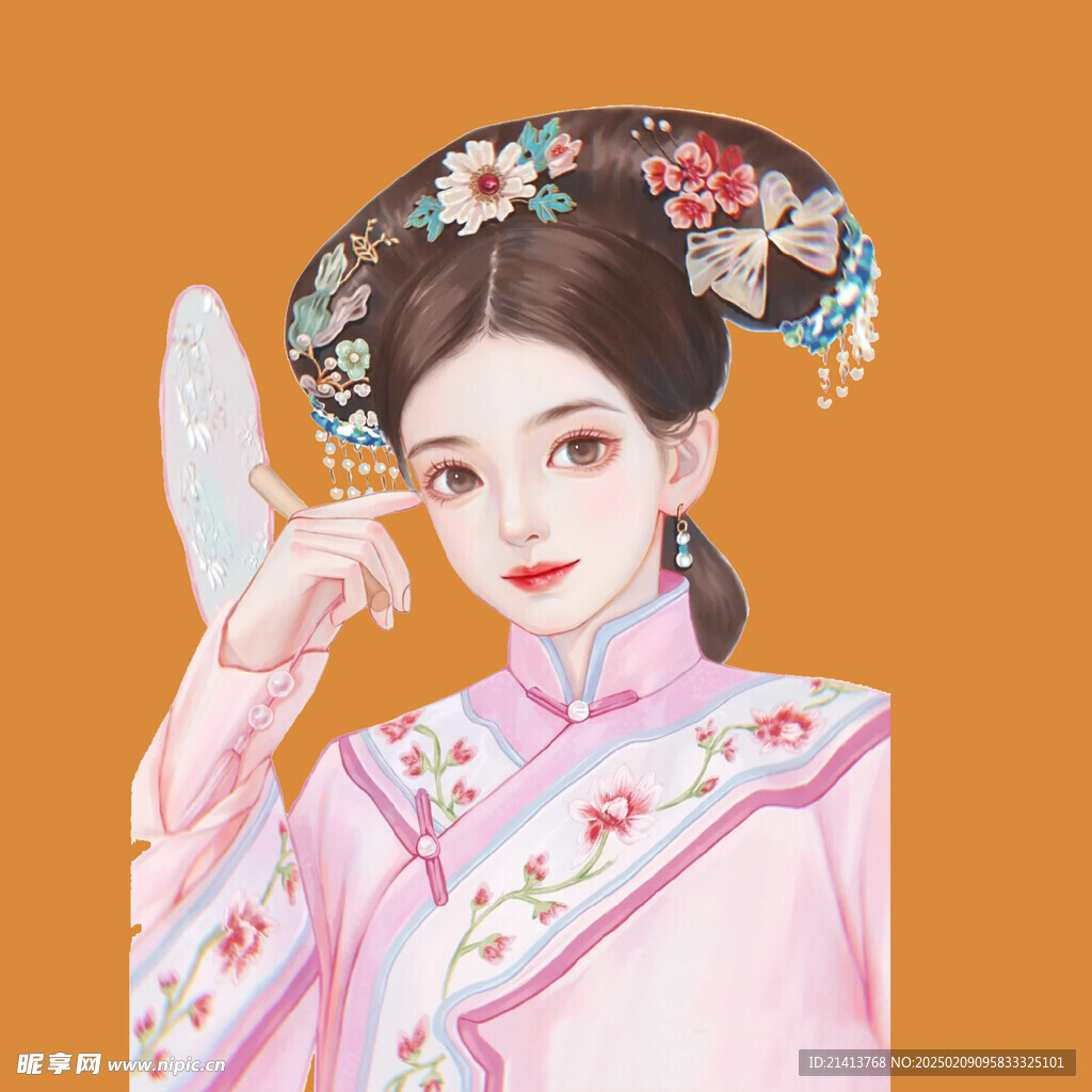 手绘清朝美女