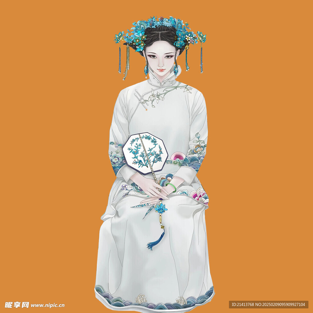 手绘清朝美女