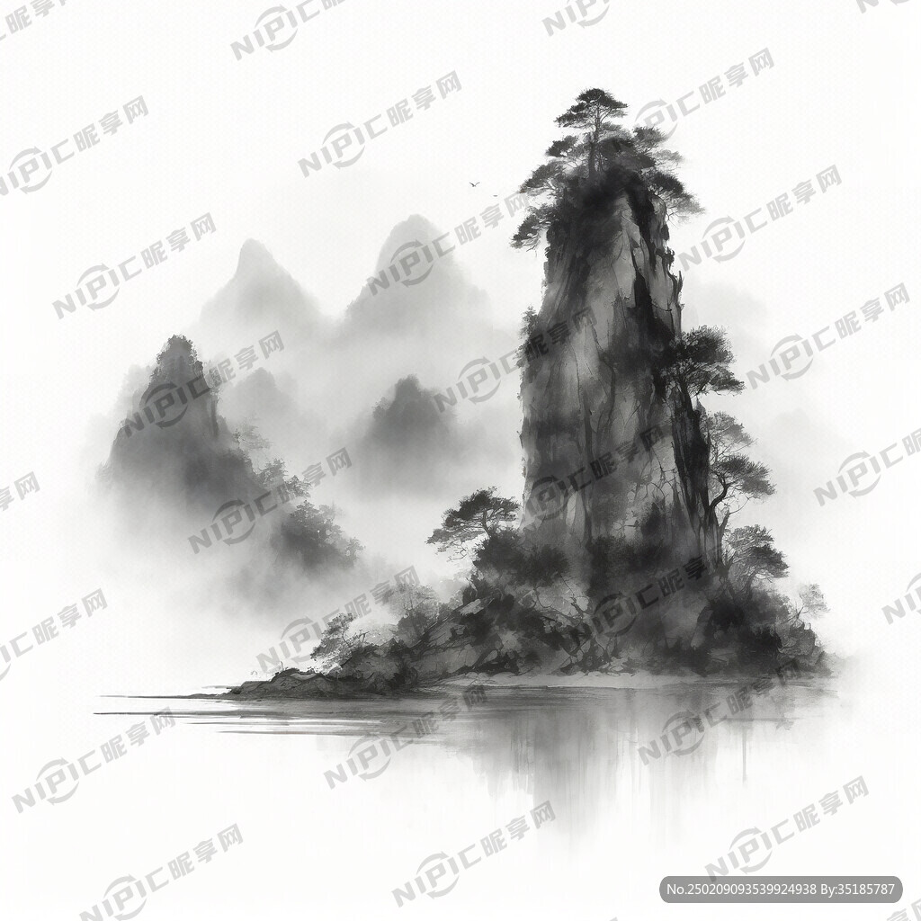 山谷 中国风 中国画 山水