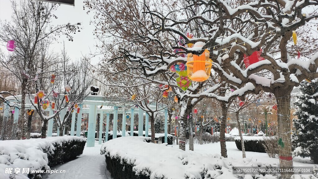 广场雪景