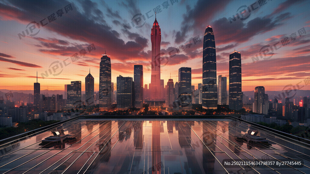 朋克风 天台 深圳市剪影