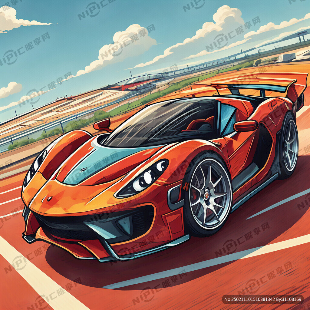 卡通跑车 跑道背景