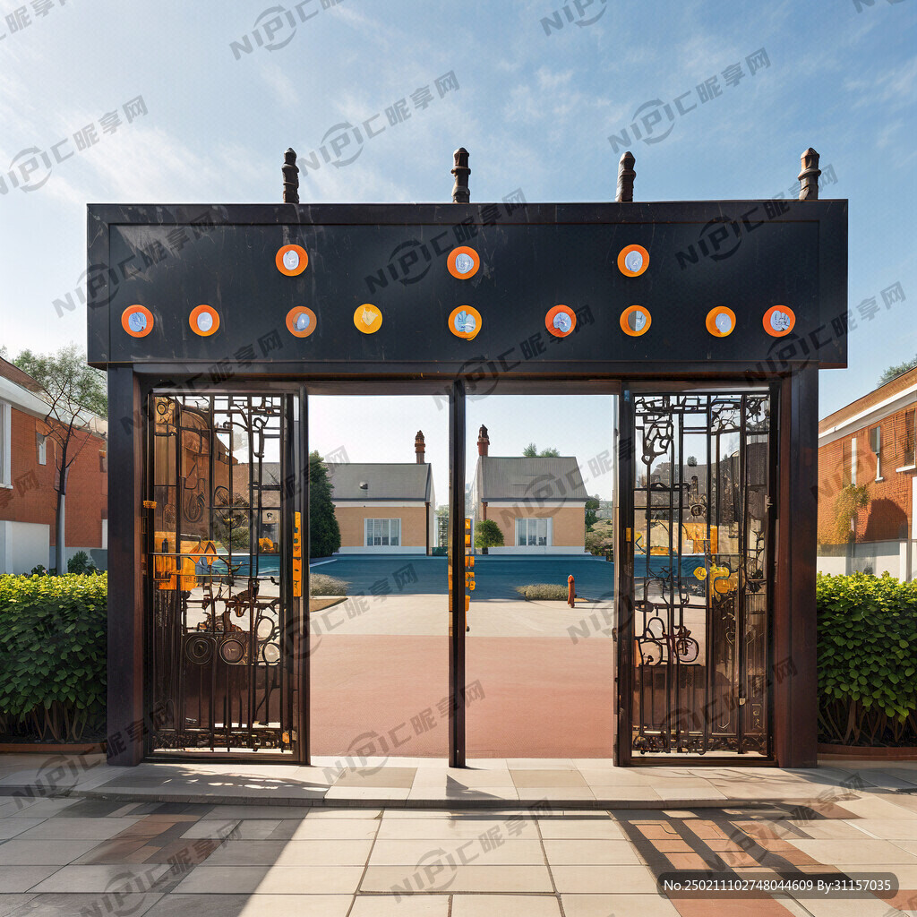 小学大门  用广告材料 简洁