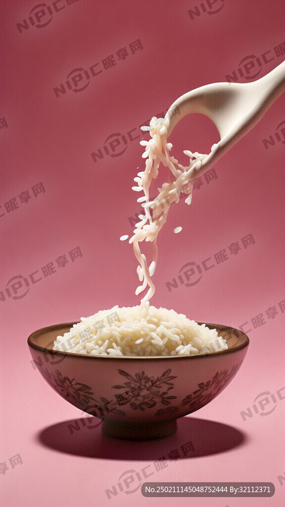 中间一碗米饭 画面粉色主题