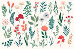 扁平风花卉绿植插画