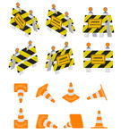 道路警示栏卡通插画