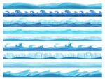 手绘海浪冰山卡通插画