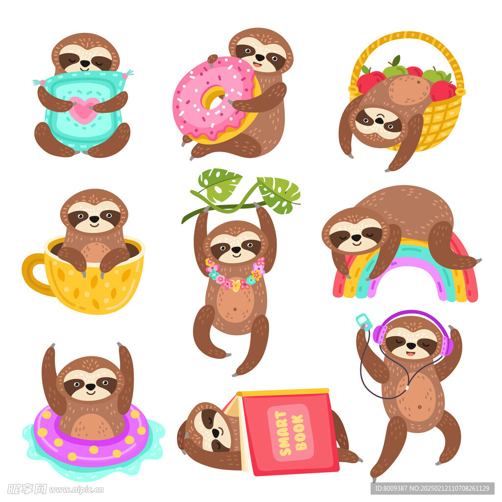 卡通树懒插画元素