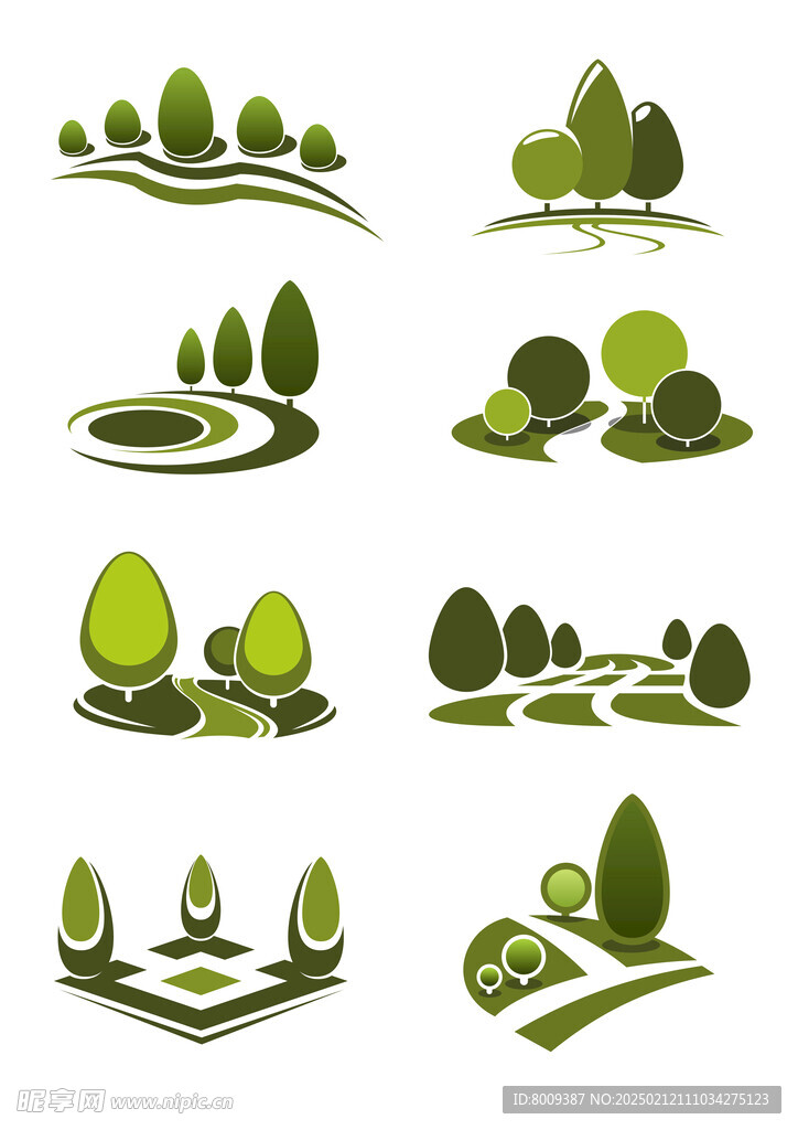 绿植森林简约插画
