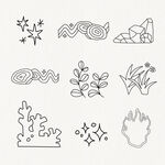 线描花卉岩石星光矢量元素