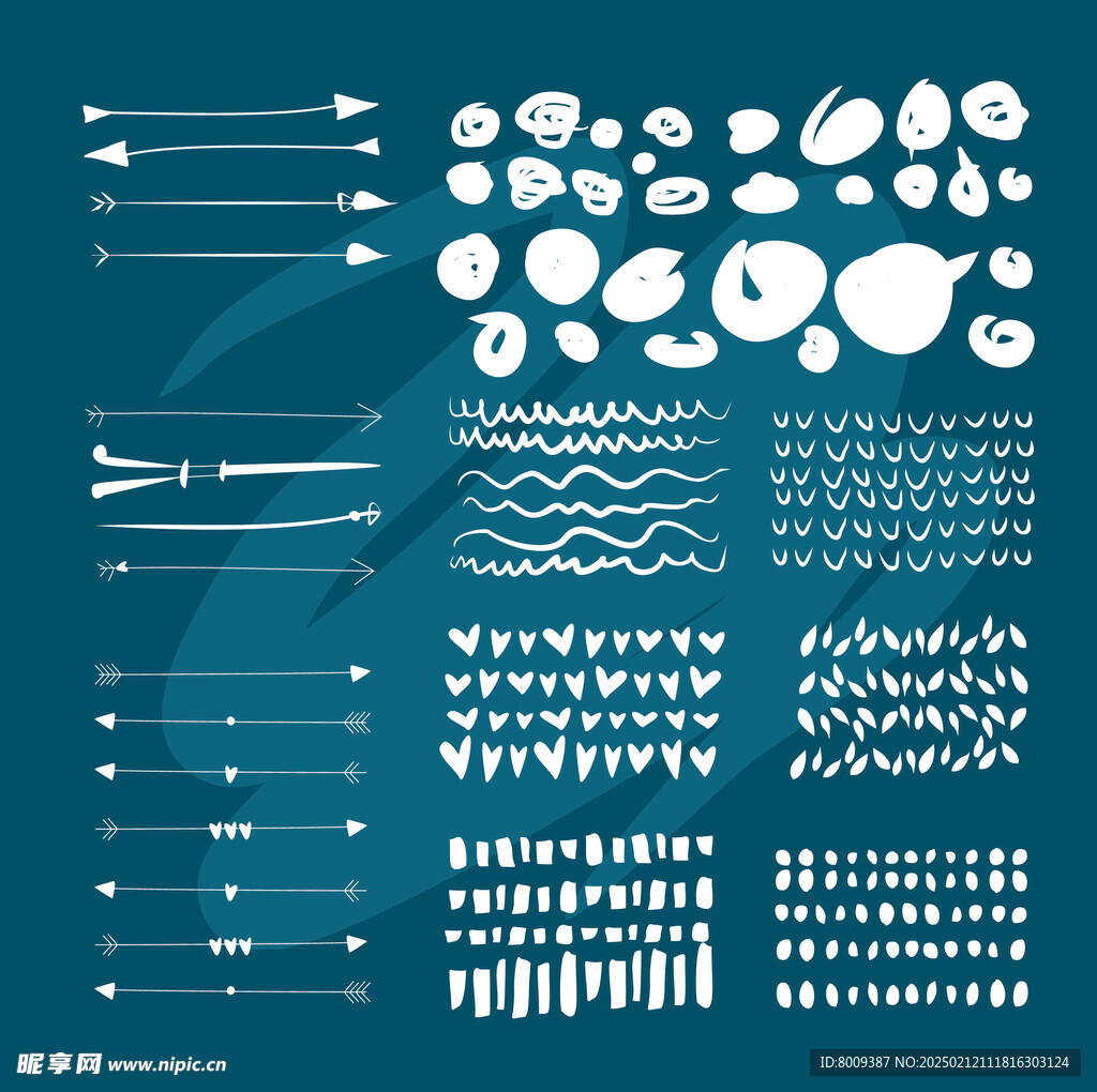 涂鸦风笔迹线条与箭头元素