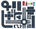 立交桥高速公路与车辆俯视插画