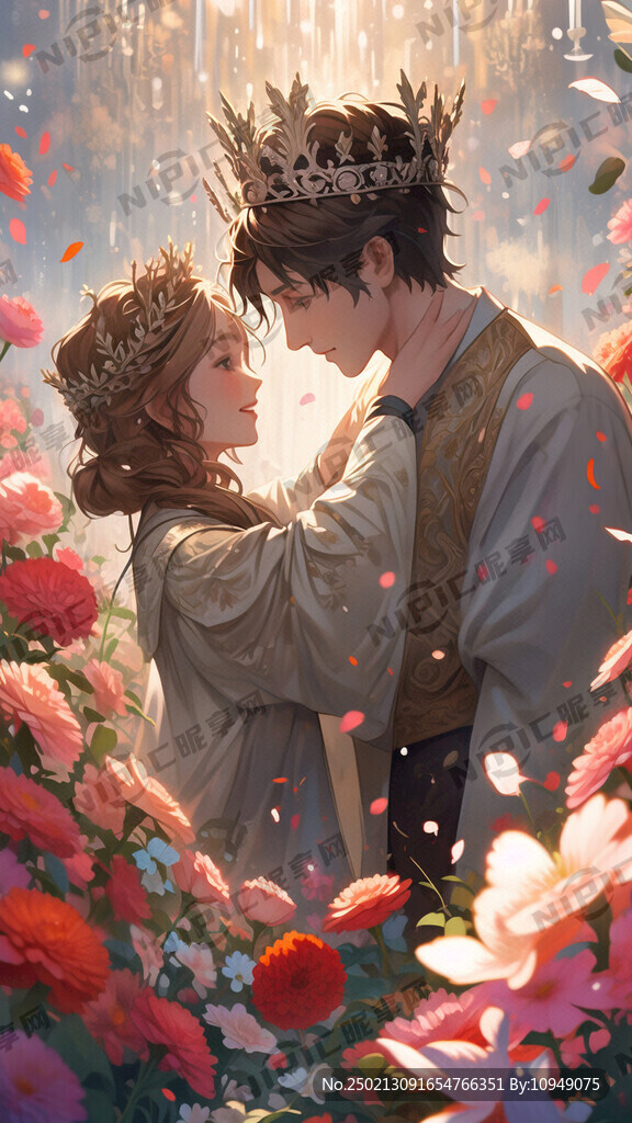 一个男士为女士带上皇冠