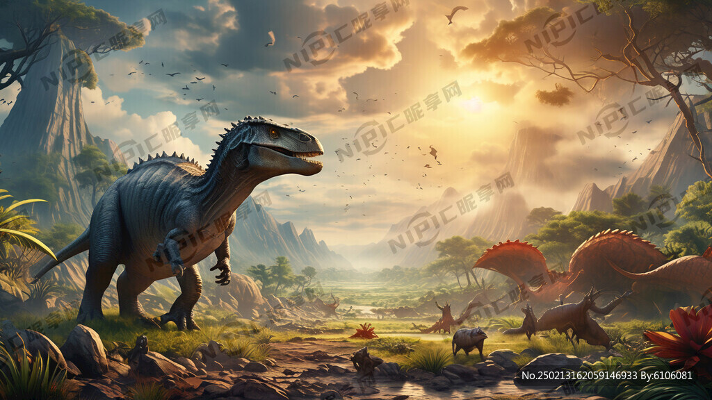 恐龙生活场景 场景开阔