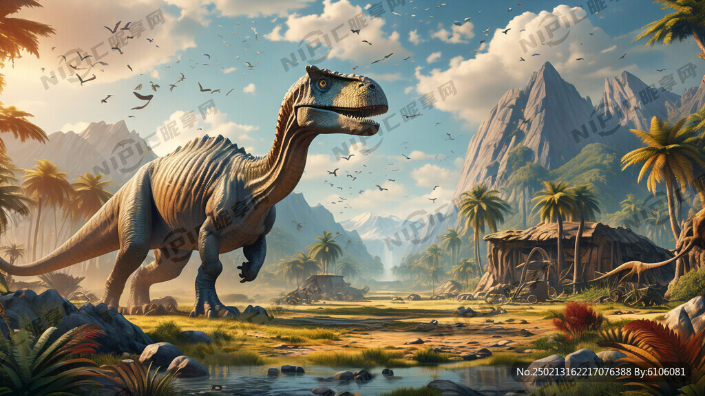 恐龙生活场景 场景开阔
