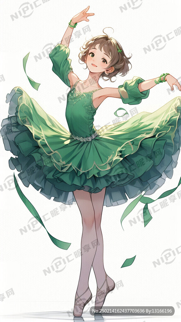 芭蕾女孩 绿色裙子 跳舞 精灵