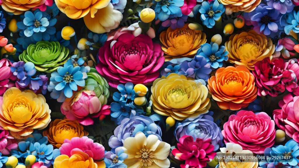 春季彩色马卡龙花朵壁纸
