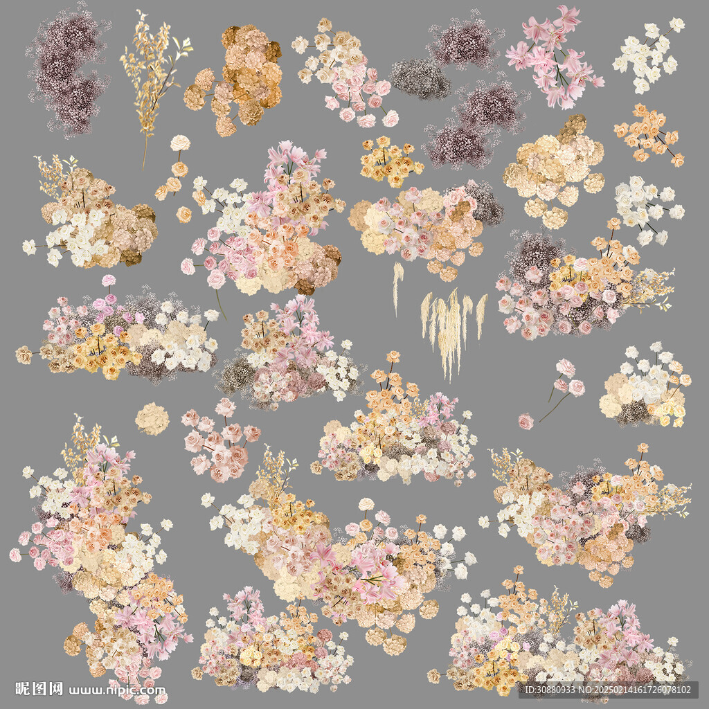 白粉香槟花艺