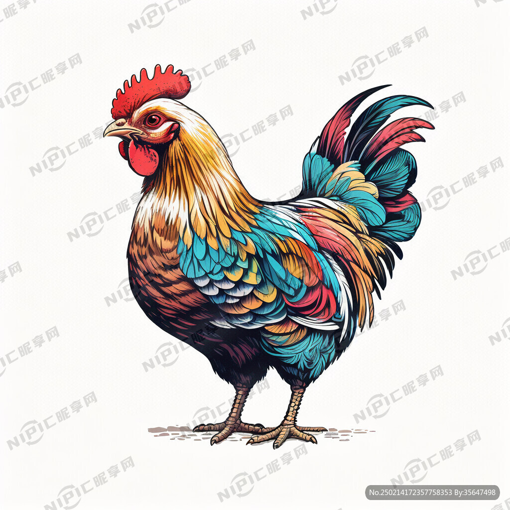 一只鸡 有颜色 简笔画