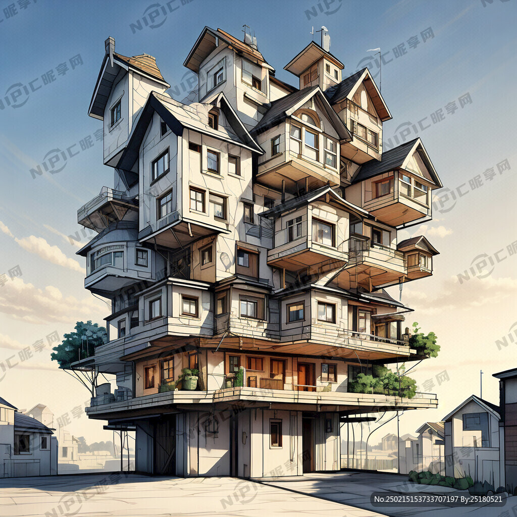 房屋线条上升