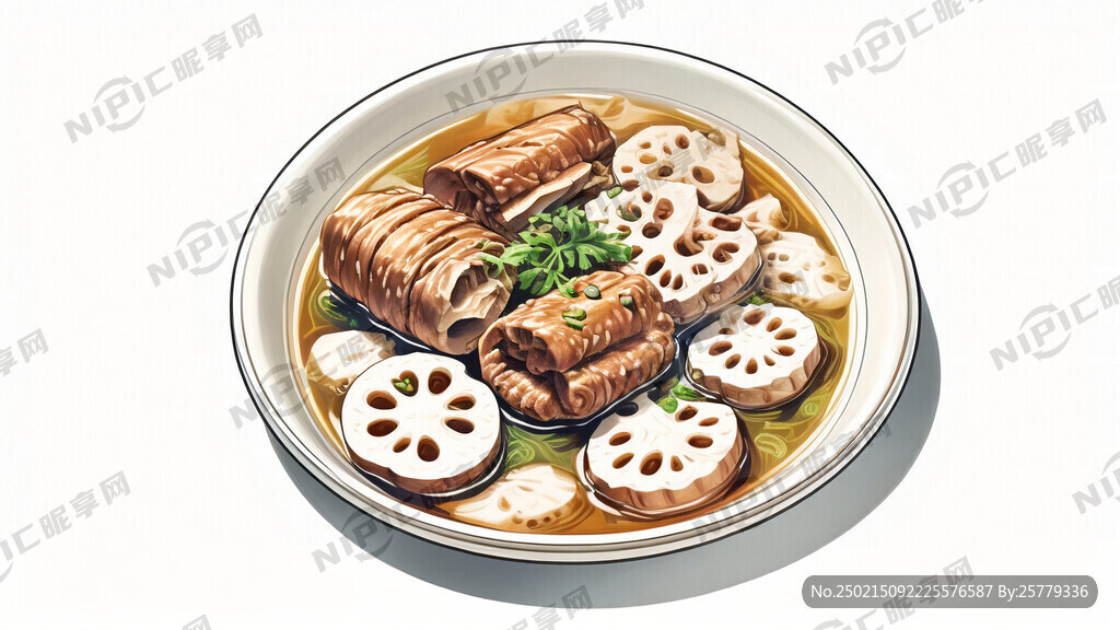 莲藕排骨汤线稿