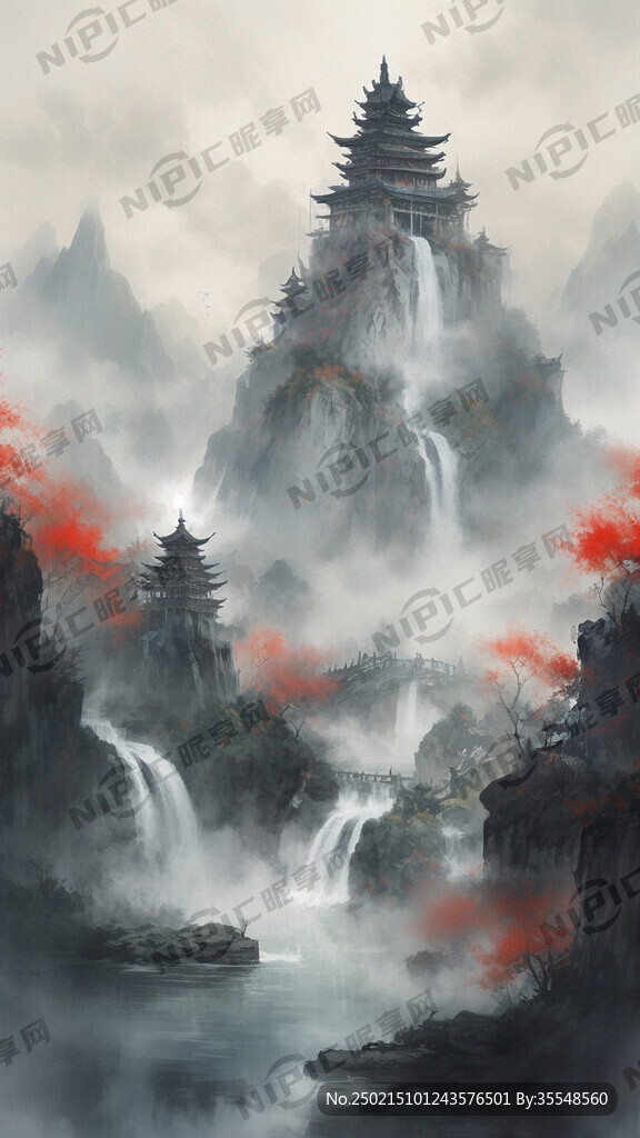 古风 流水 梦幻仙境 高清