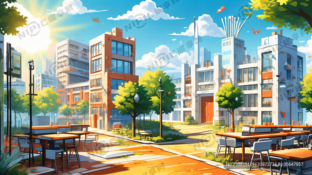 卡通画 阳光 透明 校园 花边