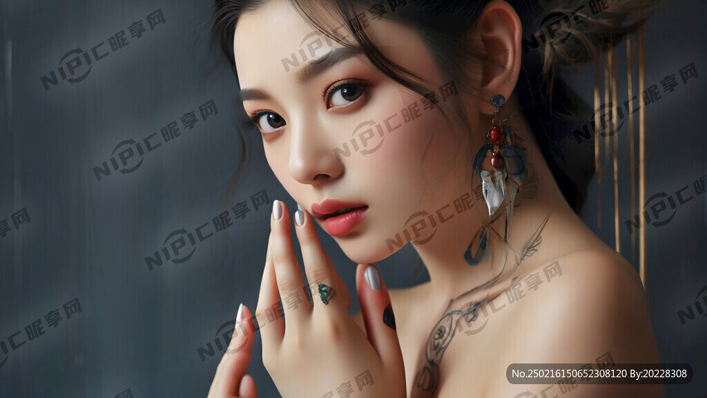 美甲图 半身光鲜亮丽