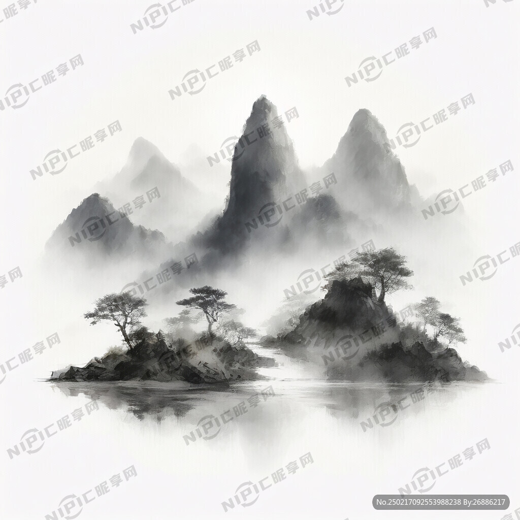 山谷 中国风 中国画 山水