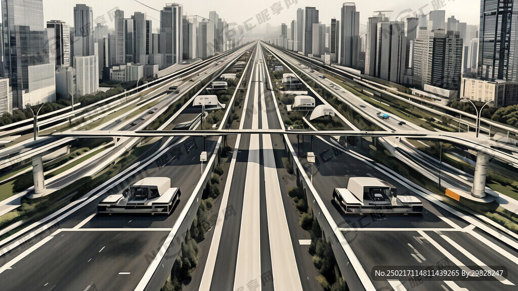 公路效果图 四个车道