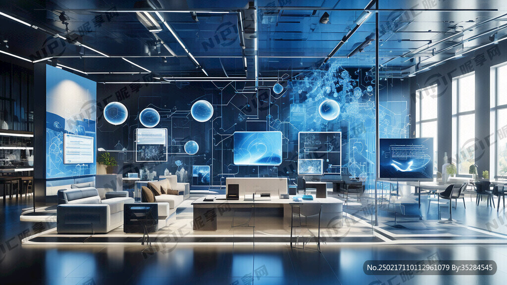 科技产品展厅 蓝白配色