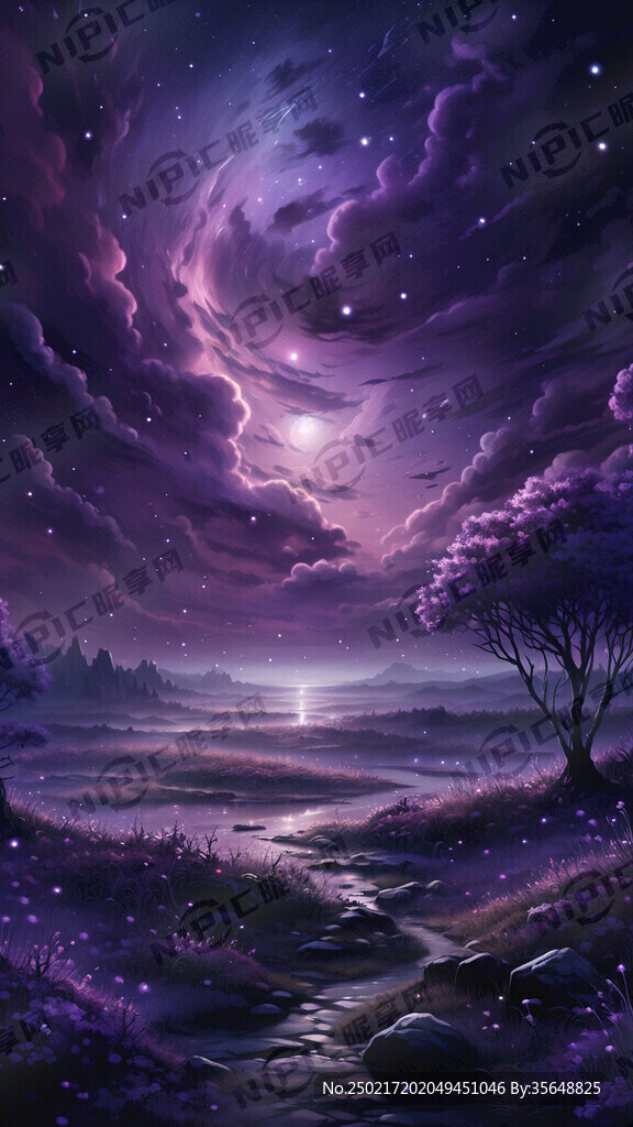 紫色夜晚星空