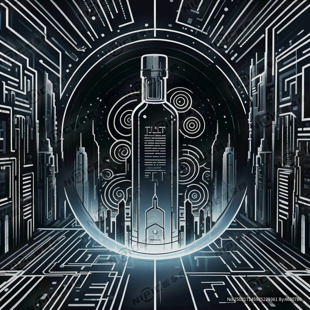 设计一款瓶贴 线条感 未来科技