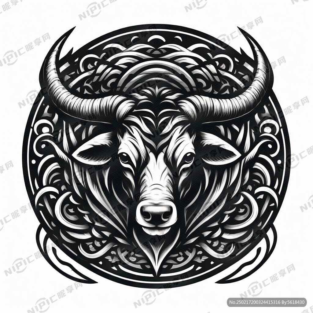 牛头肉简单点的黑色插画
