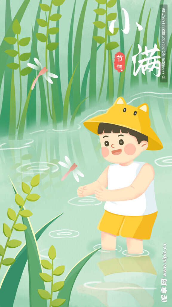 小满二十四节气卡通海报