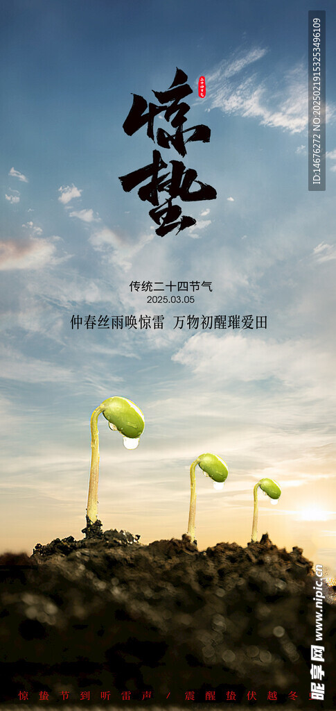 传统24节气惊蛰创意海报