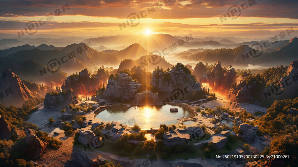 自然风景 日照金山聚宝盆