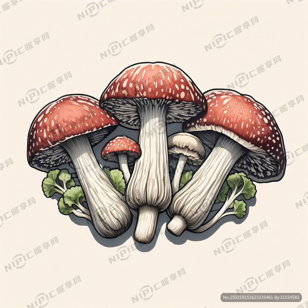 线稿图 菌菇 羊肚菌 平菇