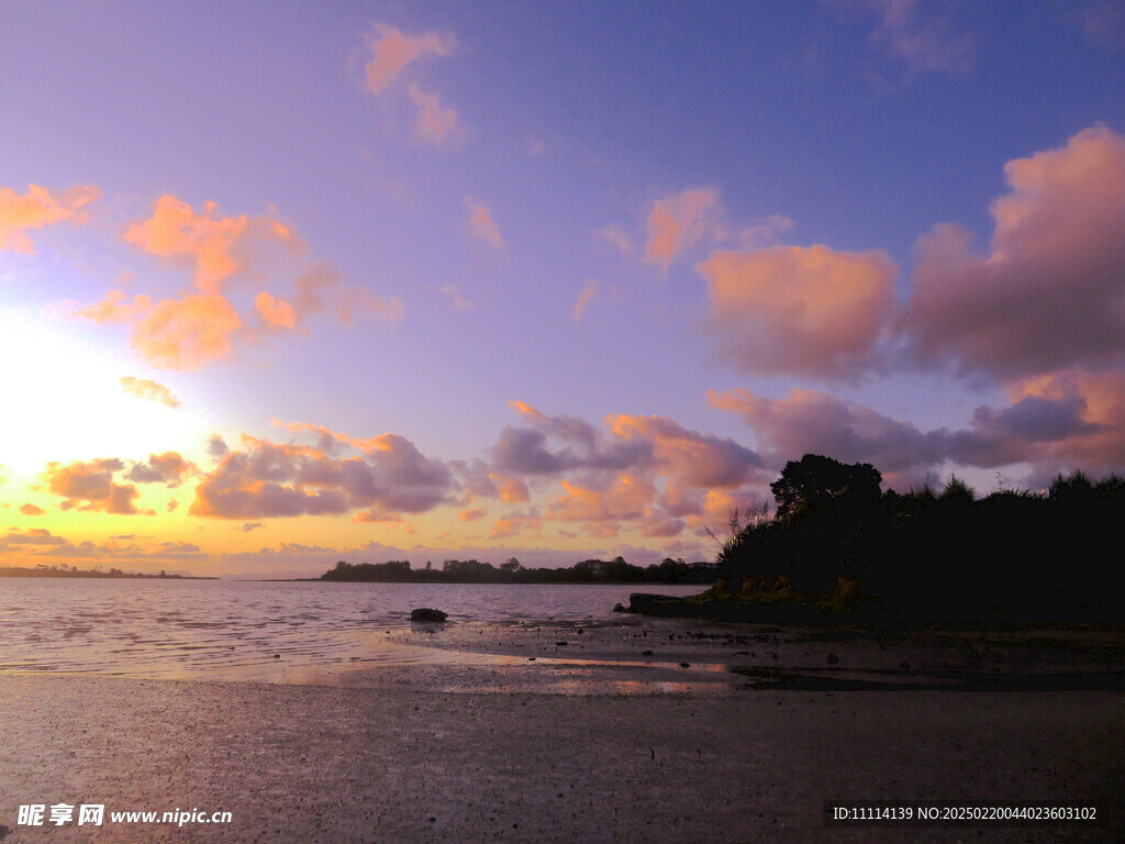 奥克兰海边黄昏风景